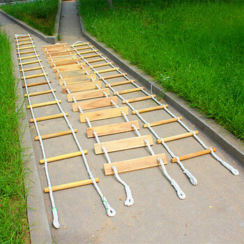 软梯绳梯逃生梯防滑梯长度可定做 木板间距40cm