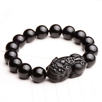 黑曜石貔貅手链男士开运转运珠皮丘女款情侣手串饰品