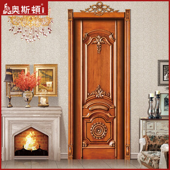 奥斯顿实木门卧室室内套装门实木复古浮雕花门