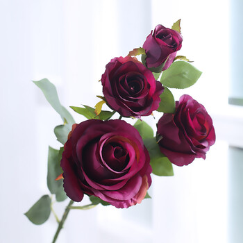 原野(yuanye) 欧式仿真花假花套装 客厅酒店简约装饰花皇室玫瑰 单枝