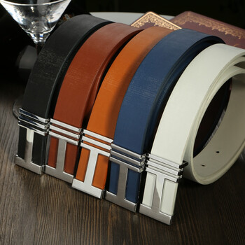 平滑扣腰英伦潮平滑扣皮带 字母扣带工字型合金男女时尚皮带裤带腰带