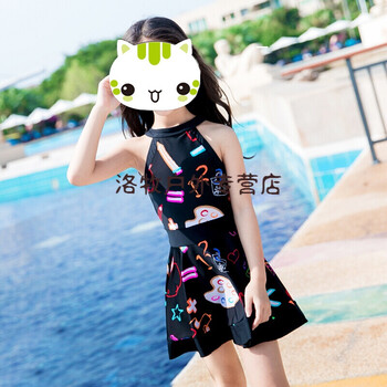 10女童泳衣连体11中大童13岁15儿童泳装公主裙式12小孩女孩学生 黑色