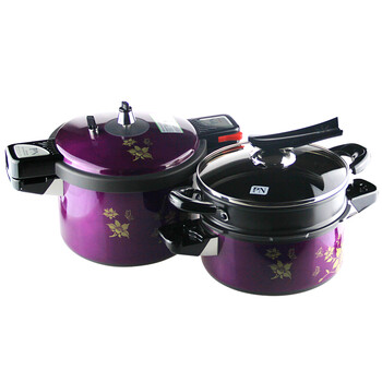 韩国PN枫年 紫色风景2件套装 进口不粘压力锅 高压锅 4.5L 蒸锅汤锅PGVPC