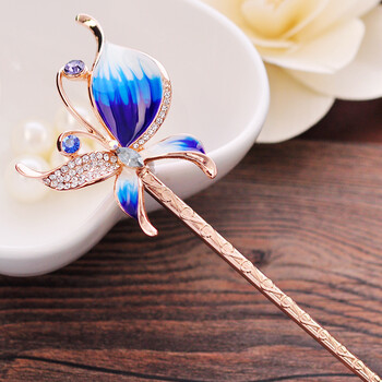 古典古代古装古风复古盘发头饰发饰步摇发钗 相思蝴蝶 蓝色674