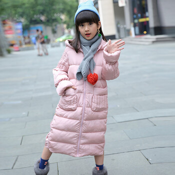 冬上新 宝宝衣服羽绒棉棉袄冬装中长款女童儿童棉衣2018新款韩版小