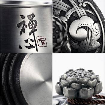 
                                                            锡罐纯锡茶叶罐功夫茶具大号锡器普洱茶罐礼品包装茶具禅心 禅心茶叶罐                