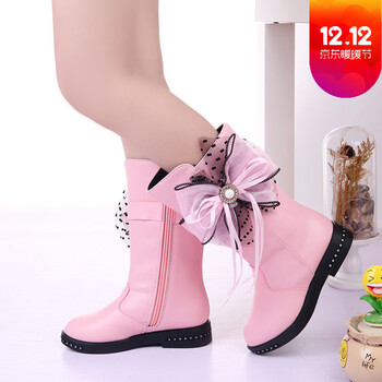 女童靴子秋冬2018新款韩版公主靴儿童长筒靴女孩高筒靴防滑雪地靴