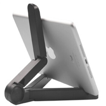 顺酷 可调节便携式懒人三角手机支架座桌面防滑折叠平板支架通用ipad小米华为苹果12/11/78/X 黑色手机平板通用支架