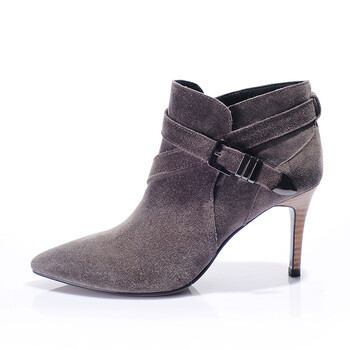 克雷丝娜欧洲站大牌女靴真皮尖头细跟高跟裸靴马丁靴潮女短靴外少女