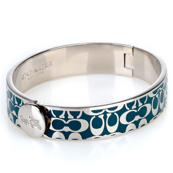 coach 蔻驰 女款经典logo蓝底银色椭圆形卡扣手镯 f99933 svceh