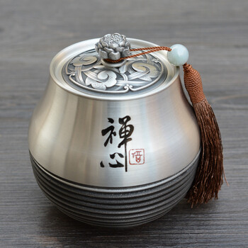 
                                                            锡罐纯锡茶叶罐功夫茶具大号锡器普洱茶罐礼品包装茶具禅心 禅心茶叶罐                