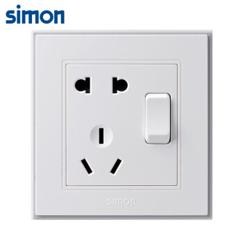 西蒙(SIMON) 开关插座面板 56C系列 五孔带开关插座 86型面板 珍珠白色 V51086T