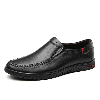 京东自营头层牛皮男鞋秋季英伦商务休闲皮鞋男真皮防滑中老年爸爸鞋子