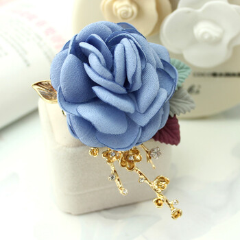 1胸针明星款胸花胸章毛衣领花复古花朵别针衣服配饰珍珠饰品女 蓝色花