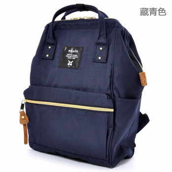 帆布离家出走包小号双肩包女日本防盗防水学生书包 藏青色