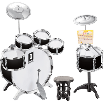 架子鼓初学者敲打鼓3-6岁乐器男女孩鼓大号爵士鼓 黑色6鼓2镲升级塑料
