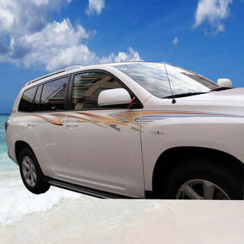 鼎庚 丰田新汉兰达彩条 新rav4彩条 汽车贴纸车身彩条拉花腰线个性