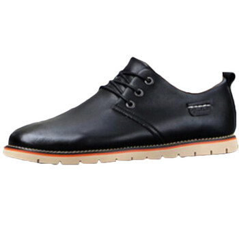 sigetu皮鞋男夏季透气圆头英伦休闲鞋 黑色 39运动鞋码