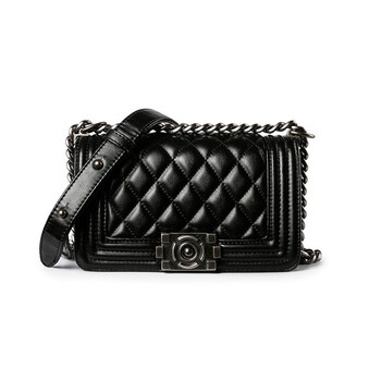 元旦节包包女2018新款潮韩版链条包单肩斜挎百搭小包多功能送礼 黑色