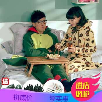 连体恐龙猫关谷长袖可爱秋天大码加厚款夫妻睡衣套头秋冬款秋季睡衣