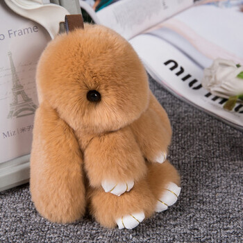 獭兔毛正版毛绒兔子挂件超萌萌兔包包饰品钥匙扣懒兔小兔子 卡其色
