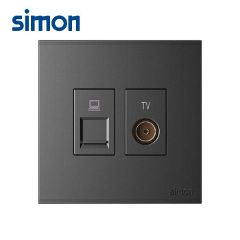 西蒙(SIMON)开关插座 TV电视网线面板 86型 E6系列电视电脑信息插座面板 荧光灰色 725302-61 