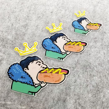 车尾后窗头盔笔记本手机壳装饰贴王校长吃热狗汽车贴纸遮划痕 个性