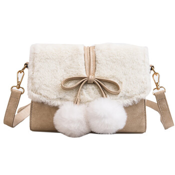 年会元旦2018冬季新款韩国时尚女包 爱毛绒毛球小方包 简约简单大方