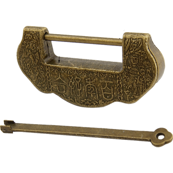 迷你合金仿古锁小锁头中式做旧箱挂锁横开复古铜锁老式古代密码锁