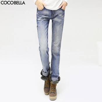 COCOBELLA 2016春装新品百搭显瘦休闲裤子女士直筒牛仔长裤PT103 牛仔蓝 M