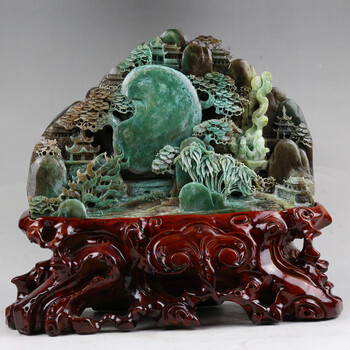 中国四大名玉 独山玉 【忘年之交】摆件2790 g【图片 价格 品牌 报价