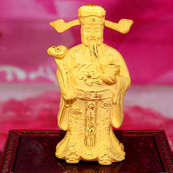 > 鑫大华威 生日礼物开业送礼品乔迁家居摆件招财开光财神爷绒沙金