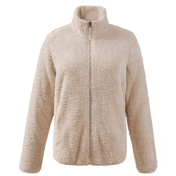 珊瑚绒北极抓绒衣夹克女立领双面绒加厚保暖长毛绒布外套 浅米色 m