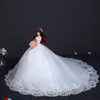 顺丰发货灯款婚纱彤乐芭比娃娃套装礼盒超大厘米拖尾单个仿真新娘公主