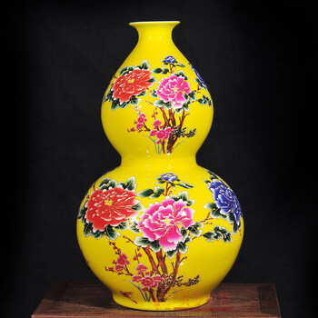 景德镇陶瓷器 仿古花瓶摆件家居客厅装饰收藏工艺品 大号落地葫芦花瓶