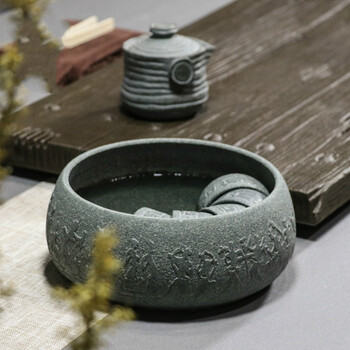 天然石头茶洗大号家用功夫茶具配件 笔洗茶杯洗水盂茶渣桶洗茶器 素钵