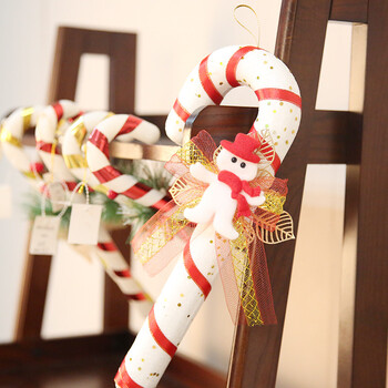 节装饰用品橱窗道具陈列吊饰泡沫拐棍糖布置圣诞树挂件 大号金色拐杖