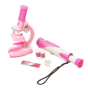 怡高儿童科学实验显微镜高清望远镜两件套粉色女孩玩具6-12岁生日礼物 学生显微镜+望远镜两件套装