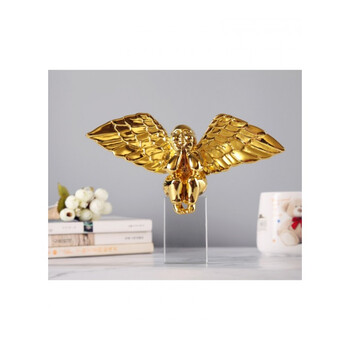 样板房现代北欧轻奢风格可爱树脂水晶摆件天使鸟叔天使人水晶座 香槟