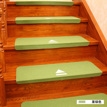 楼梯垫踏步垫保暖别墅旋转楼梯脚垫实木防滑免胶自粘地垫 果绿三角形