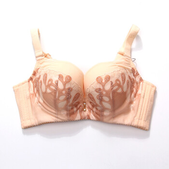2018女人本色新款有钢圈聚拢印花文胸 肤色 34b