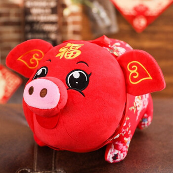绸缎富贵猪红色 45厘米
