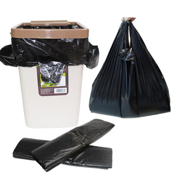 加厚垃圾袋黑色背心式大号垃圾袋家用厨房手提袋黑色塑料袋垃圾袋 35*58CM加厚(50只)