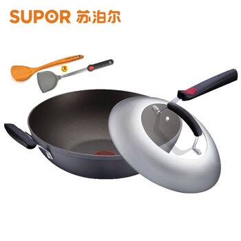 
                                                            苏泊尔（SUPOR）PC32H3 火红点钛pro无油烟炒锅 钢玻盖32cm拱盖燃气电磁炉通用锅具                