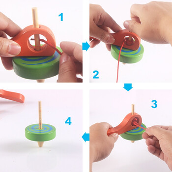 大号宝宝木质陀螺儿童手柄拉绳陀螺传统木制玩具创意亲子玩具