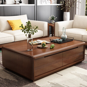 北欧茶几储物大小户型家具茶台茶桌新中式客厅茶几电视柜套装 胡桃木