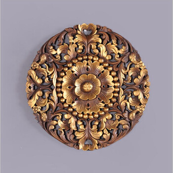 工艺品 60cm圆形雕花板东南亚风格墙面装饰挂板 直径60cm