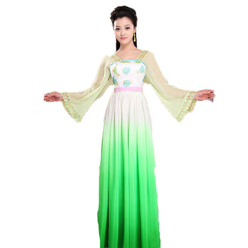 shenxin女士拖尾唐装古装 仙女 仕女小姐贵妃服装 裹胸裙 绿色