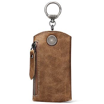 钥匙包男士头层牛皮腰挂包商务休闲多功能汽车锁匙包拉链锁匙钥匙挂包