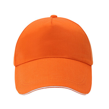 店快餐食品厂车间帽子男女透气学生旅游团体鸭舌帽定制 橘色(白边) 可